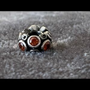 Pandora orange cz silver charm